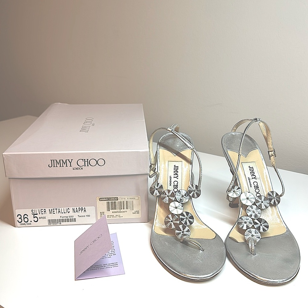 Jimmy Choo Silver Metallic Napa   Italian size 36.5